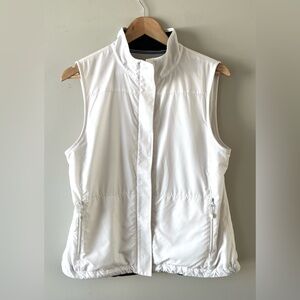 T by Talbots White Zip-Up Vest-Terry-Lined-Women’s M-Flawed -gorpcore cabincore